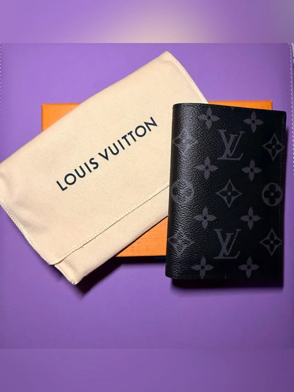 Louis Vuitton M64501 Monogram Black Leather Passport Holder -New